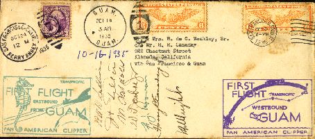 Letter carried on TransPacific Survey Flight Number 4 (October 5 to October 24, 1935).