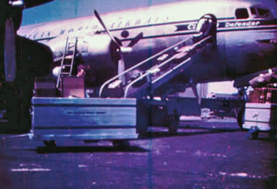 Loading baggage into a DC4.